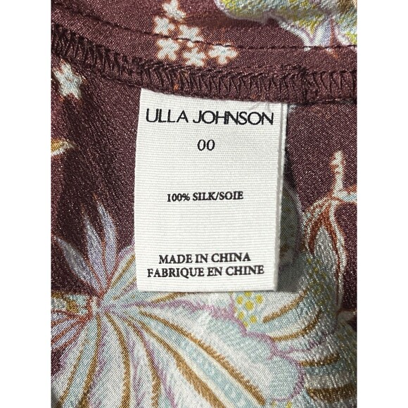 Ulla Johnson Elise Top Woman's 00 Heliotrope Silk Puff Sleeve Blouse Ruched - Picture 9 of 10